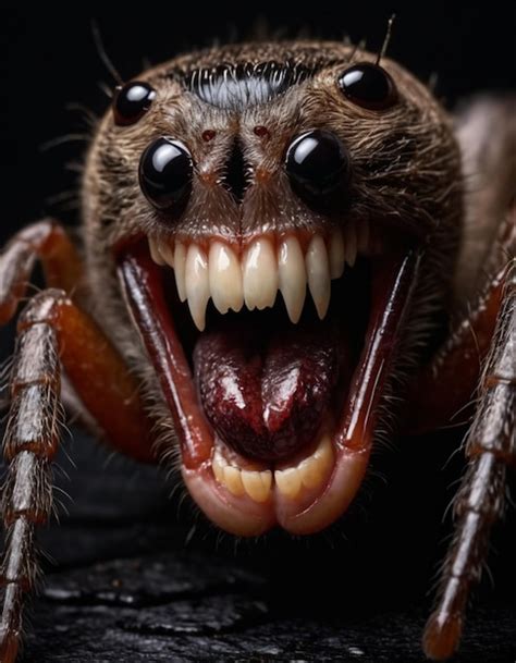 Premium Photo | A spider with its mouth open and a large open mouth