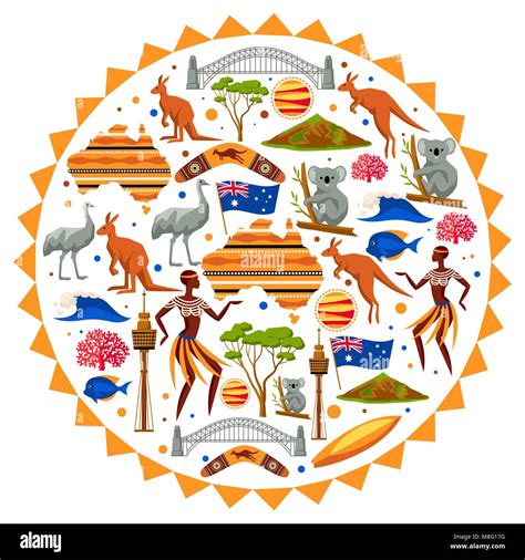 Australia Background Design Australian Traditional Symbols And Objects