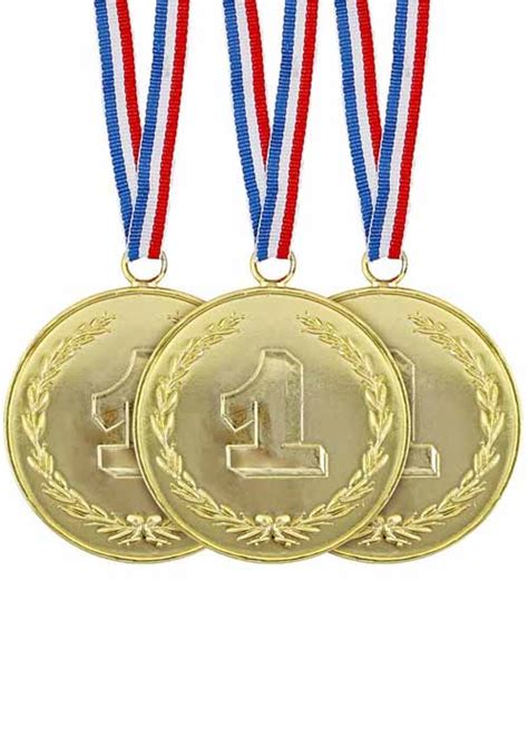 Large Gold Plastic Winners Medals Pk3