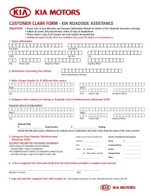 Kia Roadside Reimbursement Complete With Ease Airslate Signnow