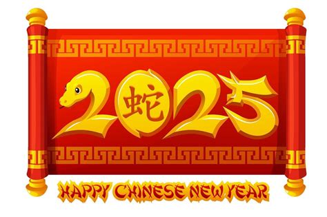 Red Scroll Happy Chinese New Year 2025 Of The Snake Greeting Card