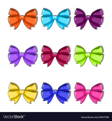 Set With Cartoon Colorful Bows Royalty Free Vector Image