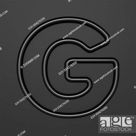 Black Outline Font Letter G 3d Illustration On Black Background Stock