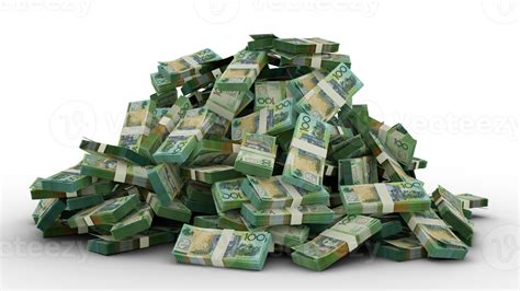 Big pile of Australian dollar notes a lot of money over TRANSPARENT ...