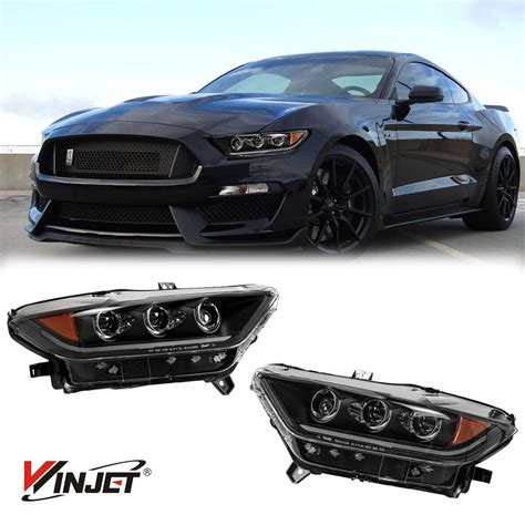 WINJET For 2015 2017 Ford Mustang Headlights LED Sequential Signal DRL