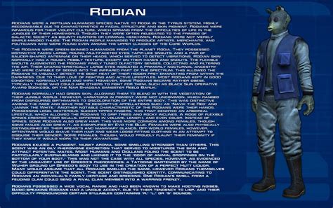 Rodian Species Readout New On