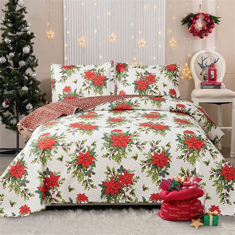 Green Essen Floral Quilt Sets Queen Full Size Christmas Quilt Set