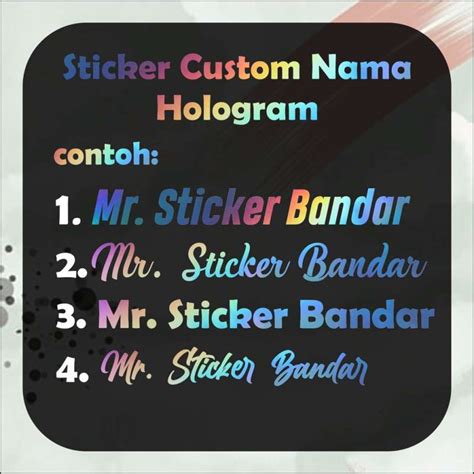 Jual STIKER NAMA HOLOGRAM BEBAS CUTTING STICKER NAMA CUSTOM Di Seller