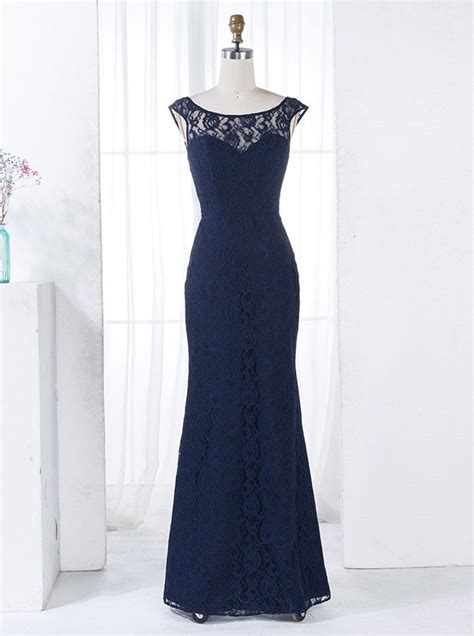 2018 Navy Blue Lace Bridesmaid Dress For Wedding Backless Bridesmaid