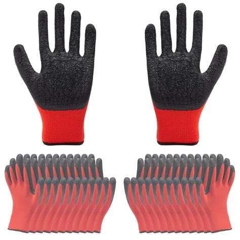 benozit  pairs rubber coated work gloves  men  women textured