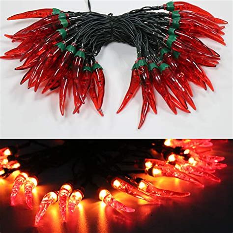 Behiller Ft Led Solar Garden Chili Lights Outdoor Red Chili Pepper