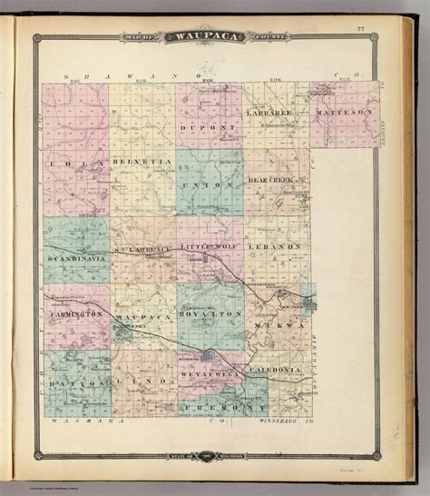 Map Of Waupaca County State Of Wisconsin David Rumsey Historical