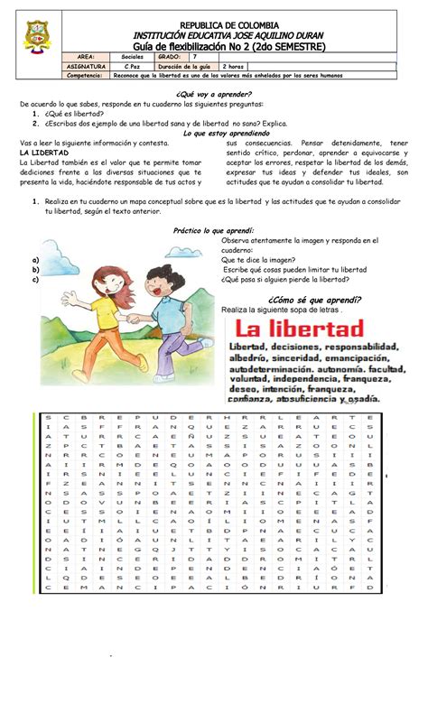 La Libertad Republica De Colombia InstituciÓn Educativa Jose Aquilino