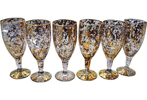 Speckled Gold Glasses Set Of 6 Gold Glasses Vintage Market Vintage