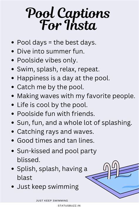 Pool Captions For Instagram Statusbuzz