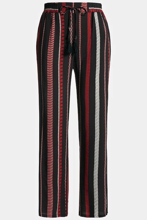 Graphic Stripe Elastic Waist Wide Leg Rose Fit Pants Comfort Pants