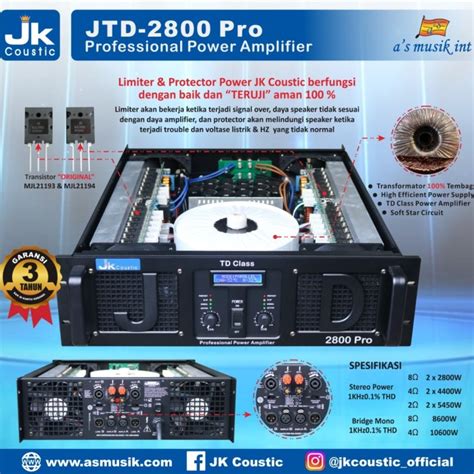 Jual Power JTD 2800 JK Coustic Power Amplifier Jakarta Utara JK