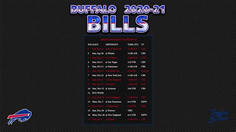 2020-2021 Buffalo Bills Wallpaper Schedule