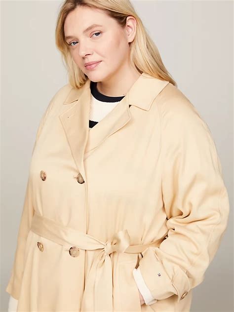 Curve Double Breasted Relaxed Trench Coat Beige Tommy Hilfiger