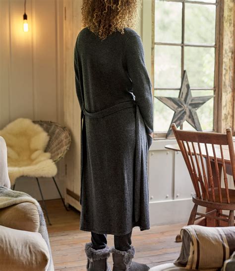 Dark Charcoal Womens Cashmere Merino Luxe Dressing Gown Woolovers Au