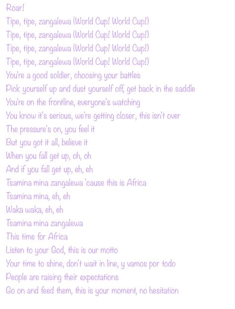 Waka Waka(This Time For Africa)- Shakira Lyrics Notability