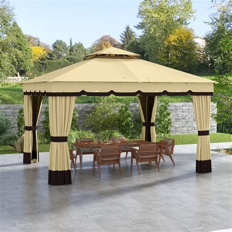 Outsunny 10 X 12 Patio Gazebo Double Roof Outdoor Gazebo Canopy She Overstock