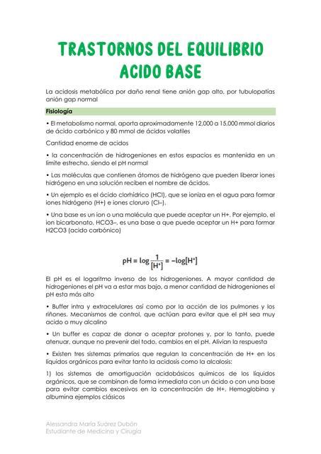 Trastornos Del Equilibrio Acido Base Alessandra UDocz