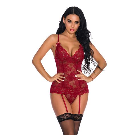 Babydoll S Lace Lingerie With Garter Belt Online India Snazzyway