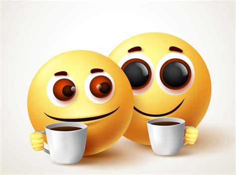 Emoji dulce pareja bebiendo café personajes vectoriales emojis