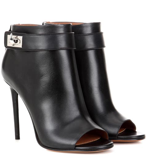 Givenchy Shark Leather Peep-toe Ankle Boots in Black | Lyst