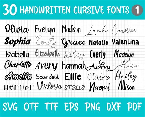 Cursive Fonts Svg Bundle Svg Cursive Font Cursive Font Svg Etsy