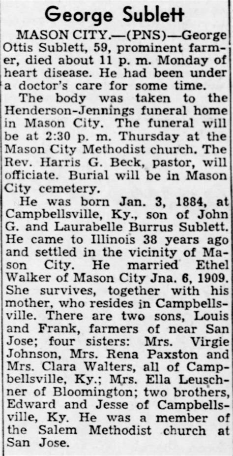 Obituary George Ottis Sublett