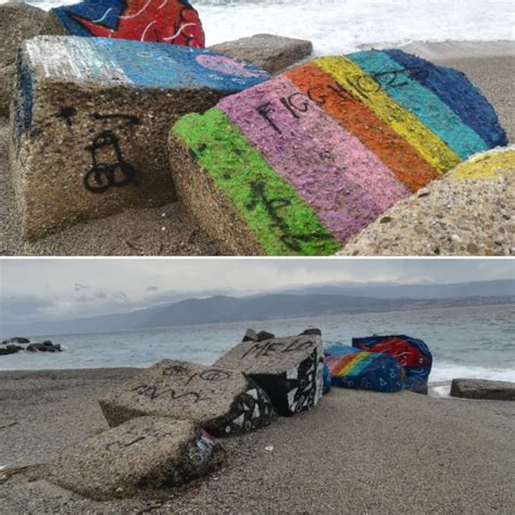 Vandalizzati Gli Scogli Artistici Di Sant Agata Riviera Messinaora It