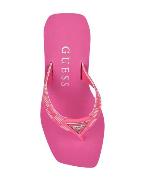 Guess Demmey Platform Wedge Flip Flop In Pink Lyst