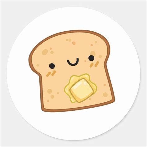 Cute Kawaii Butter Toast Classic Round Sticker Zazzle En