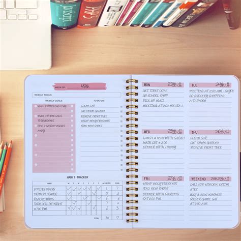 Trees A Daily Weekly Planner Agenda Notebook Weekly Goals Habit