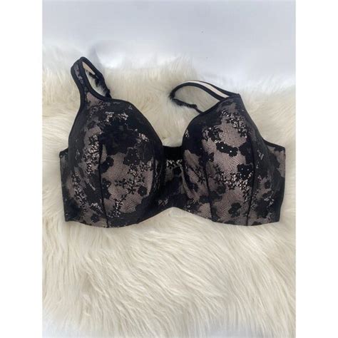 Cacique Intimates Sleepwear Cacique Lane Bryant Black Nude Modern Lace Lightly Lined