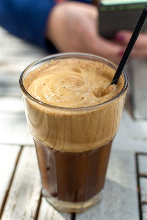 Traditional Greek Cold Coffee Frappe Made From Water Instant Coffee