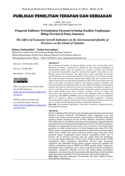 Pdf Pengaruh Indikator Pertumbuhan Ekonomi Terhadap Kualitas