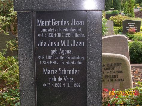 Grab Von Meint Gerdes Itzen 04 08 1830 30 07 1899 Friedhof Norden