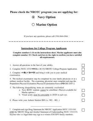 Fillable Online Naval Reserve Officers Training Corps Program