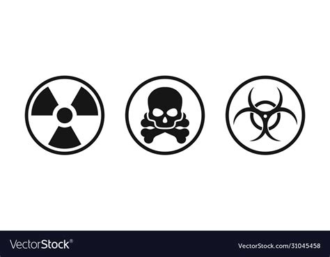 Set With Nuclear Chemical Biological Icon Isolated