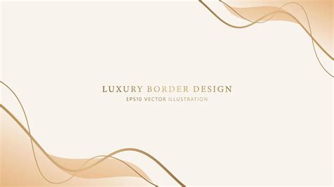 Abstract Elegant gold border with flowing lines on beige background ...