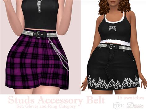 The Sims Resource Studs Accessory Belt Set Gloves And Ring Category