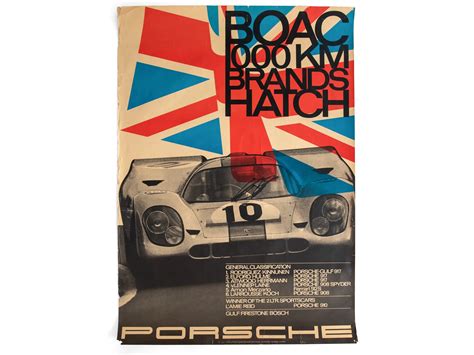 BOAC 1000 KM Brands Hatch Porsche Racing Poster 1970 The White