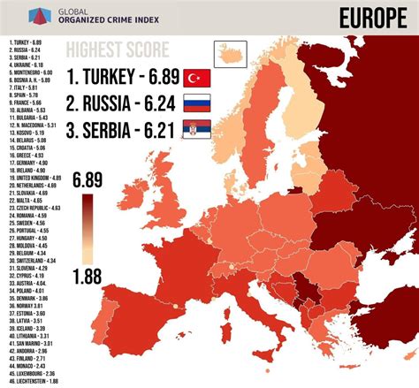 Criminality Scores Of European Countries In The Maps On The Web