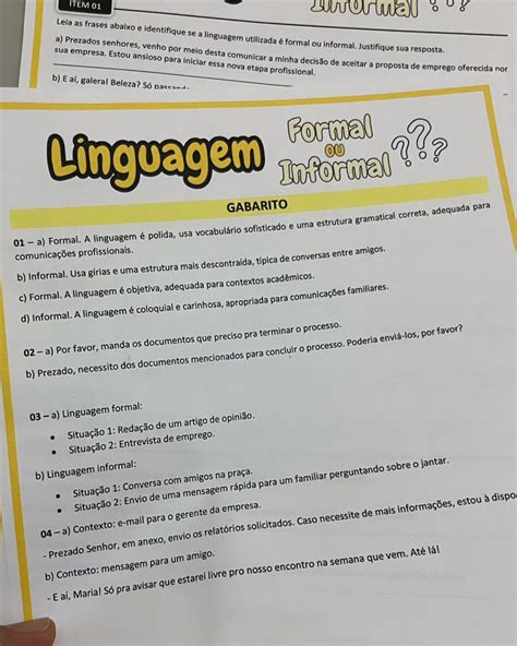 ATIVIDADE LINGUAGEM FORMAL E INFORMAL AJUDA AS LETRAS