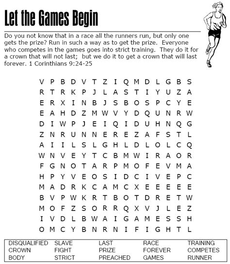 Let The Games Begin Word Search | Sermons4Kids