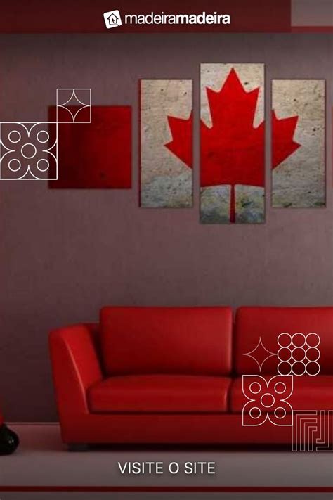 Quadro Decorativo Bandeira Do Canadá Países Salas Interiores Mosaico 5