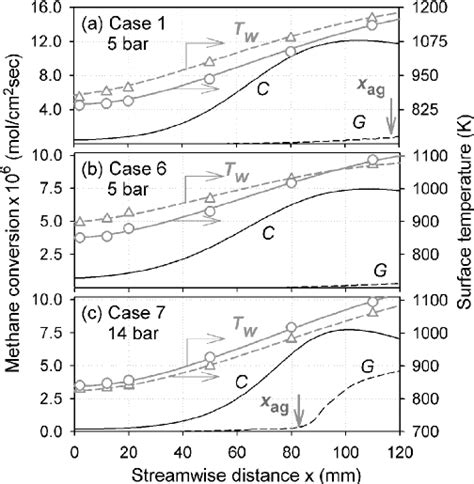 Computed Streamwise Profiles Of Catalytic C Solid Lines And